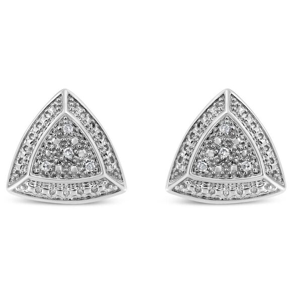 NWT Haus of Brilliance .925 Silver Diamond-Accented 4-Stone Stud Earrings